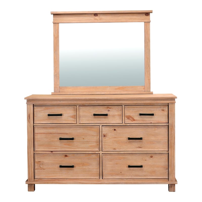 A-America Glacier Point Transitional Wood Mirror in Distressed Natural