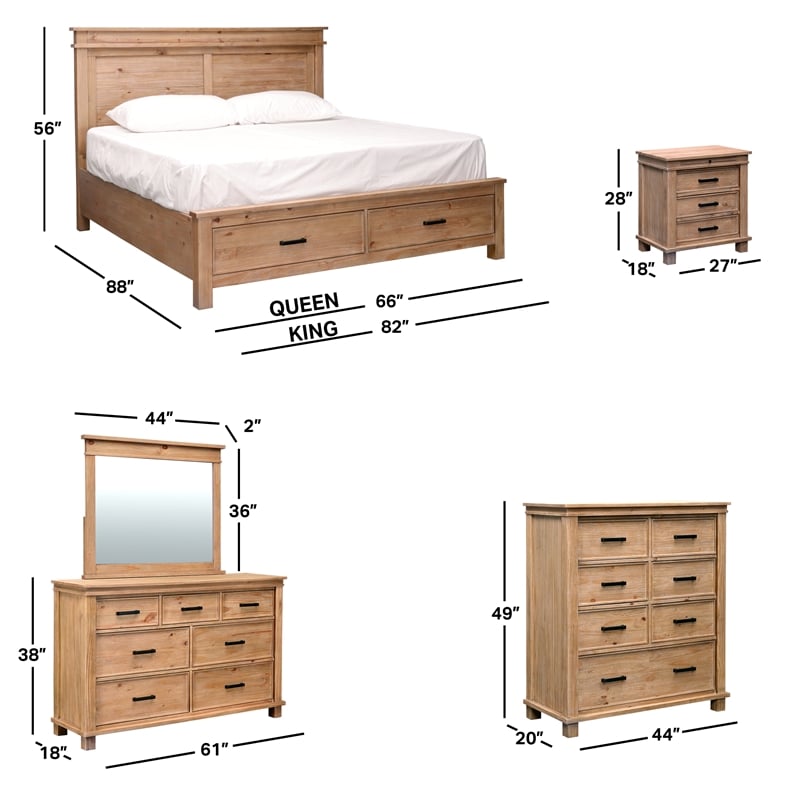 A-America Glacier Point Transitional Wood Mirror in Distressed Natural