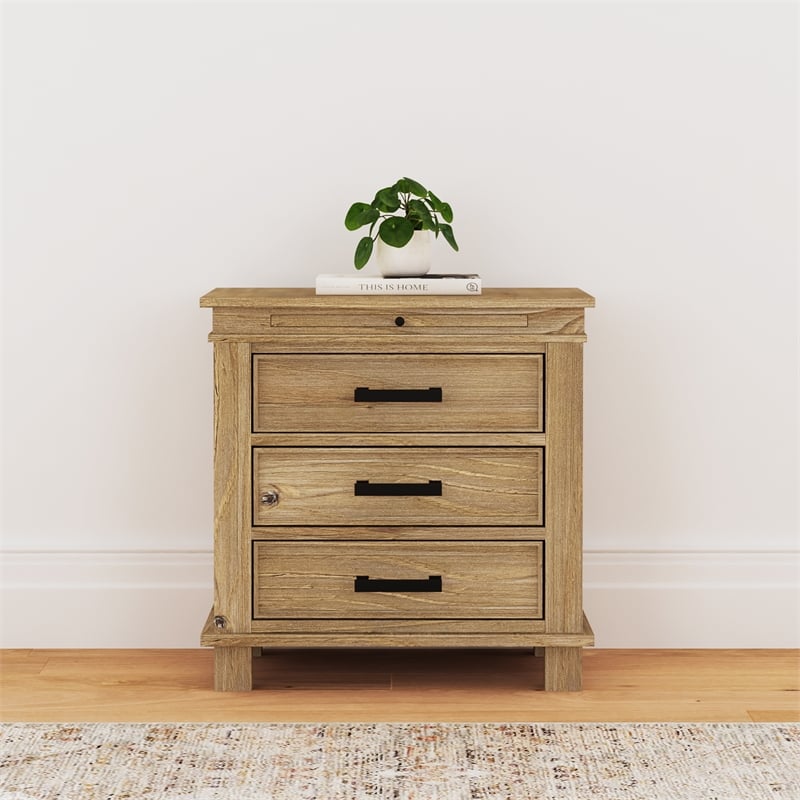 A-America Glacier Point Transitional Wood Nightstand in Distressed Natural