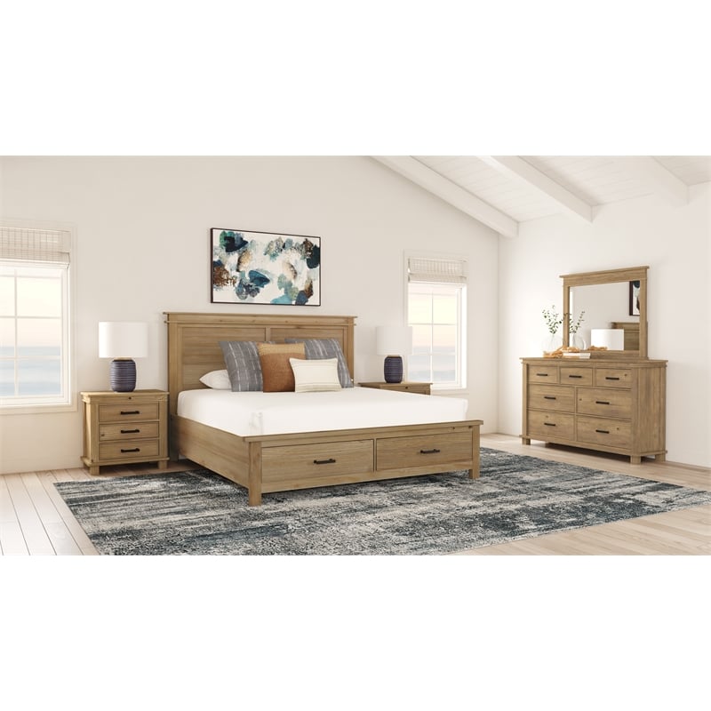 A-America Glacier Point Transitional Wood Nightstand in Distressed Natural