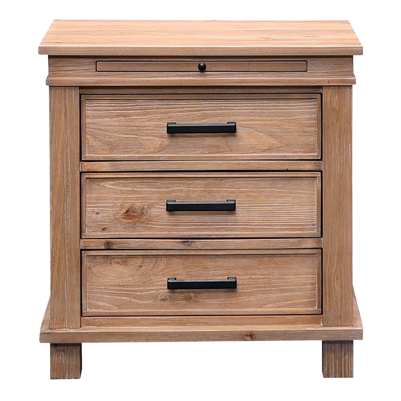 A-America Glacier Point Transitional Wood Nightstand in Distressed Natural