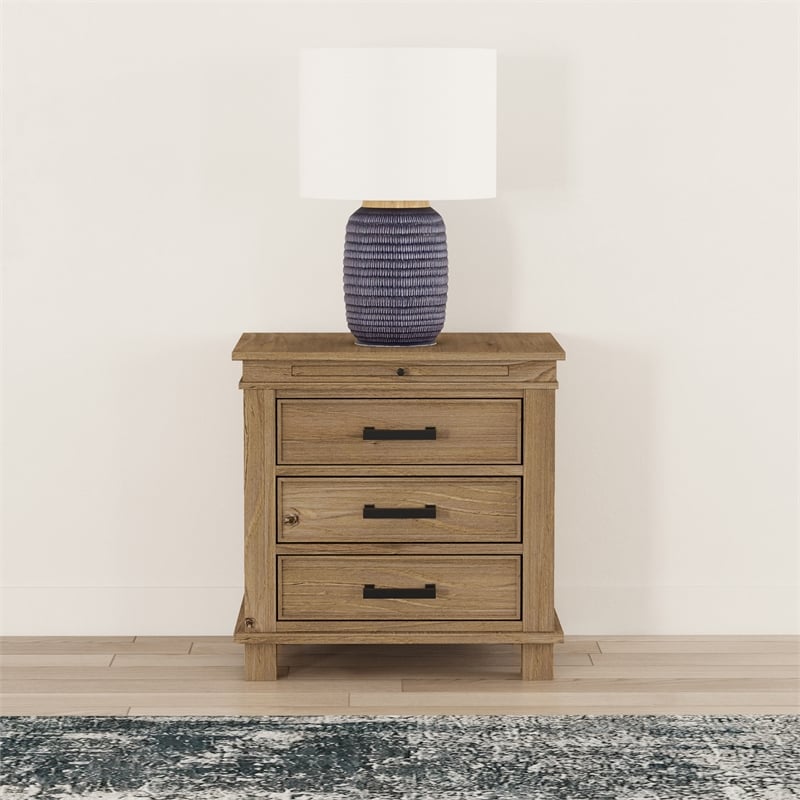 A-America Glacier Point Transitional Wood Nightstand in Distressed Natural