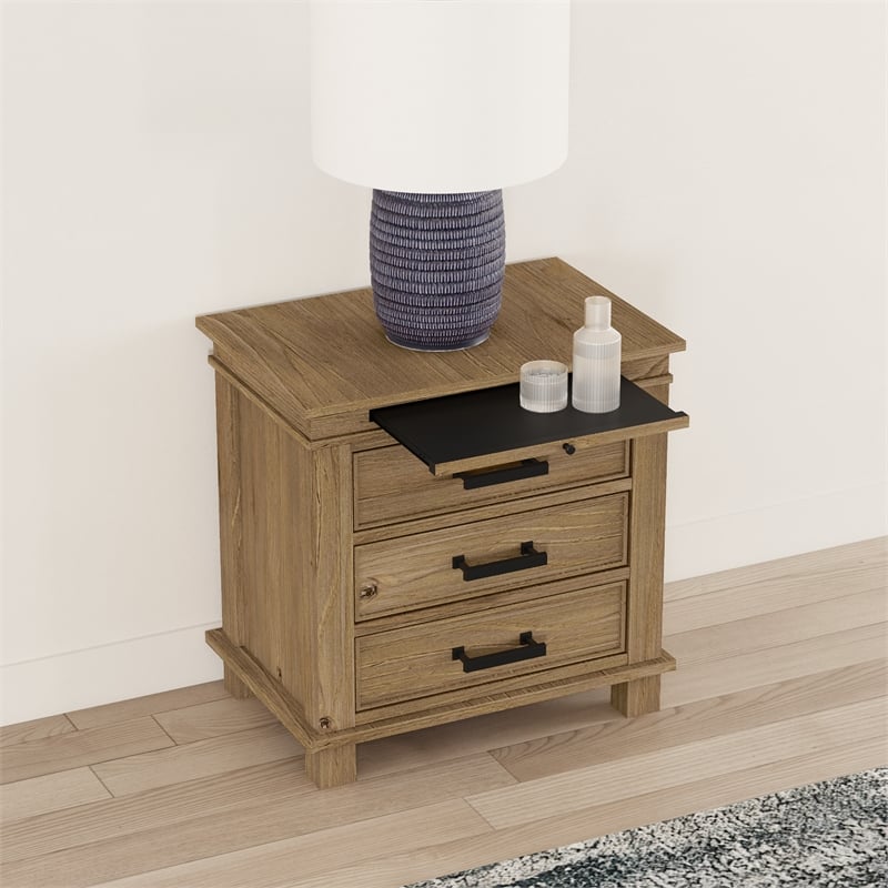 A-America Glacier Point Transitional Wood Nightstand in Distressed Natural