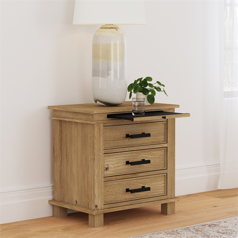 A-America Glacier Point Transitional Wood Nightstand in Distressed Natural