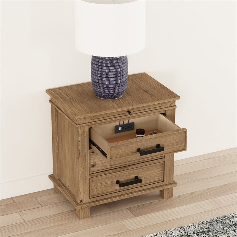 A-America Glacier Point Transitional Wood Nightstand in Distressed Natural