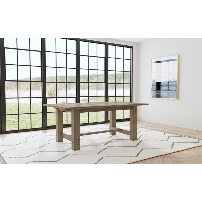 A-America Anacortes Modern Wood Trestle Table with Two Leaves in Taupe