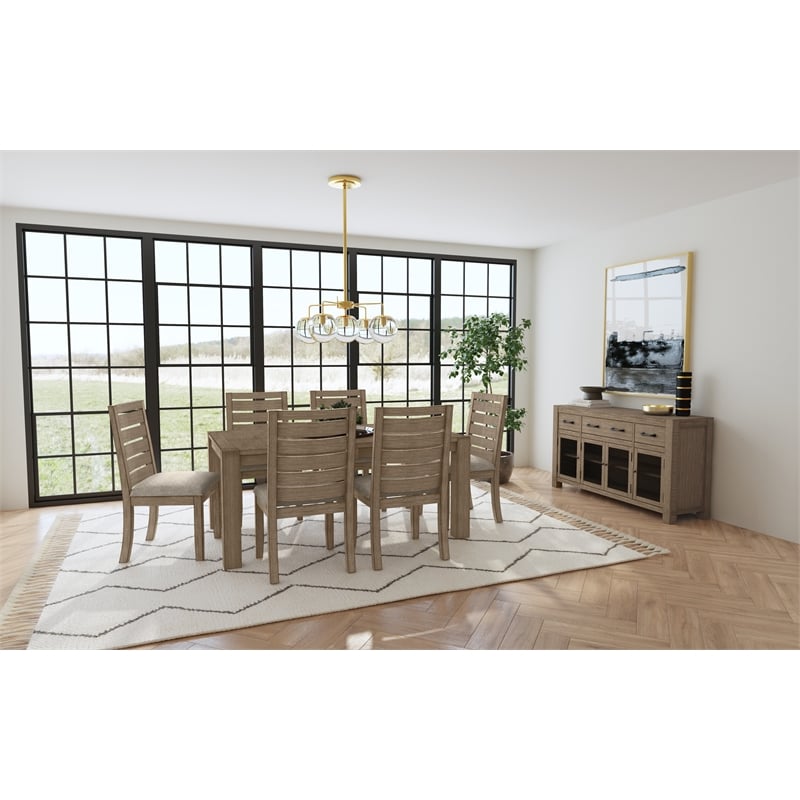 A-America Anacortes Modern Wood Trestle Table with Two Leaves in Taupe