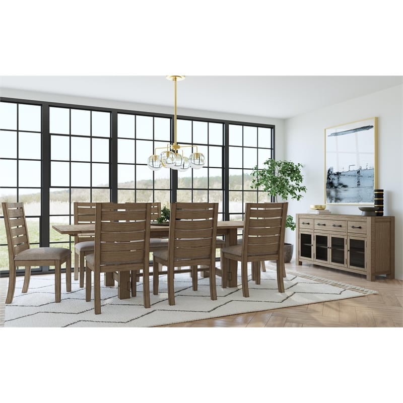 A-America Anacortes Modern Wood Trestle Table with Two Leaves in Taupe