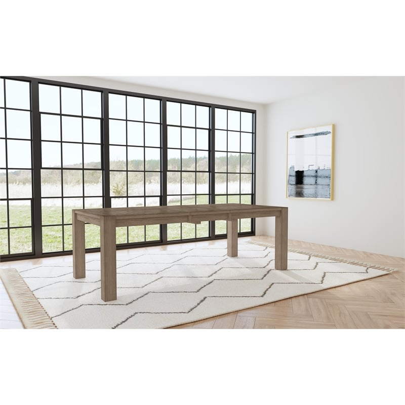 A-America Anacortes Modern Wood Table with Self Storing Leaf in Dark Taupe