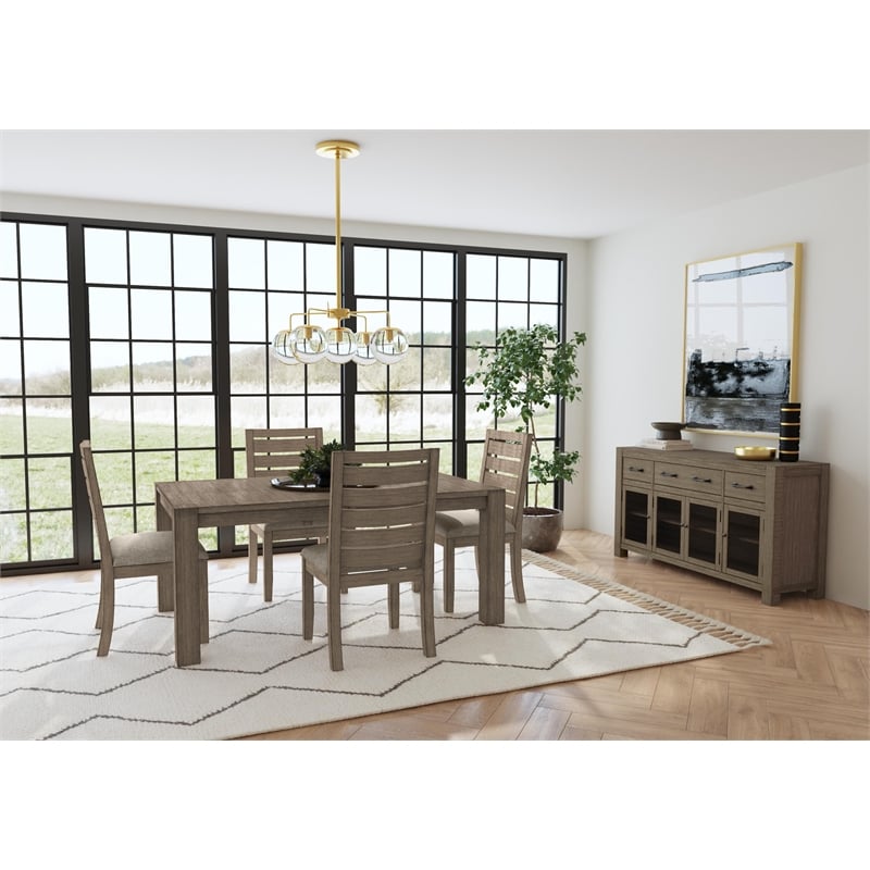 A-America Anacortes Modern Wood Table with Self Storing Leaf in Dark Taupe