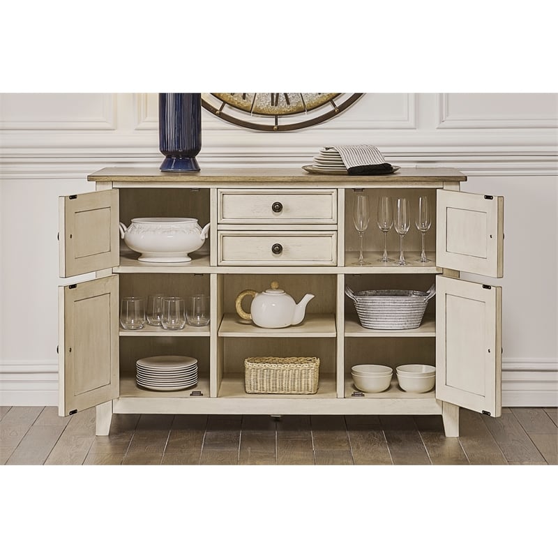 A-America Beacon Asian Hardwood Server in Smokey White and Peppercorn
