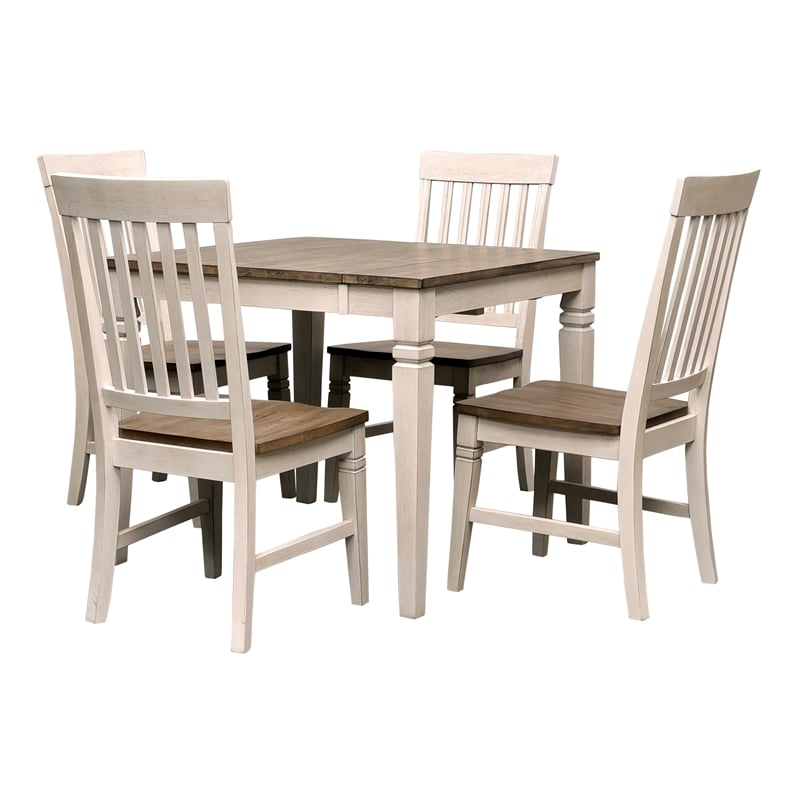 A-America Beacon Wood Dinette Table with Butterfly Leaf in White and Peppercorn