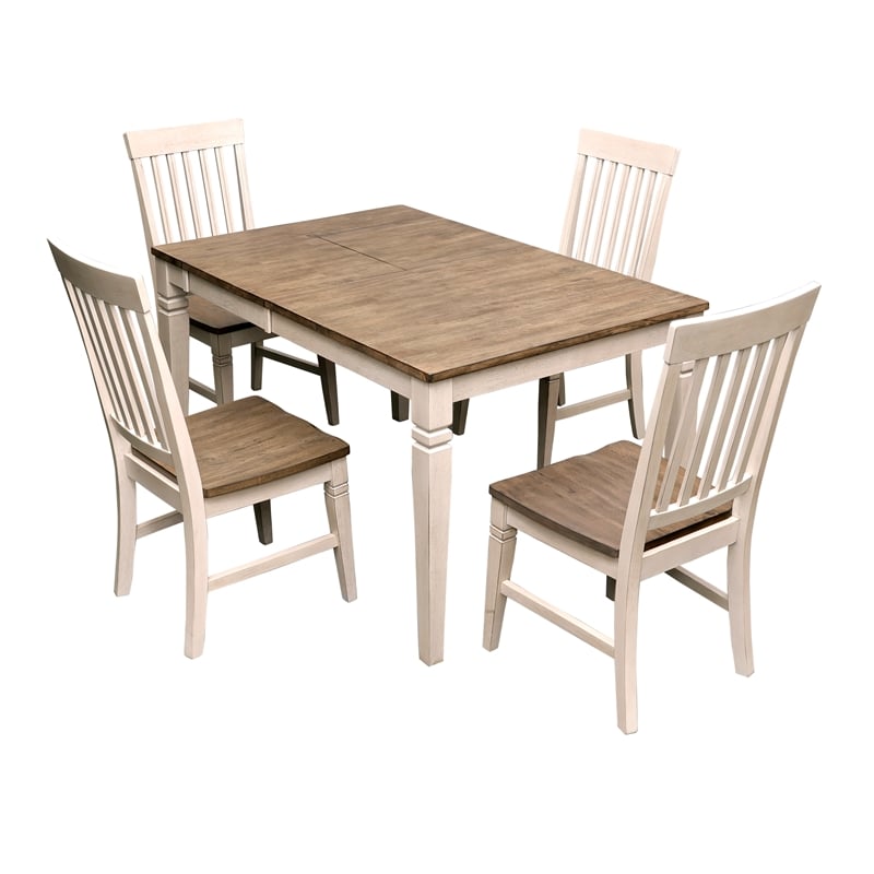 A-America Beacon Wood Dinette Table with Butterfly Leaf in White and Peppercorn