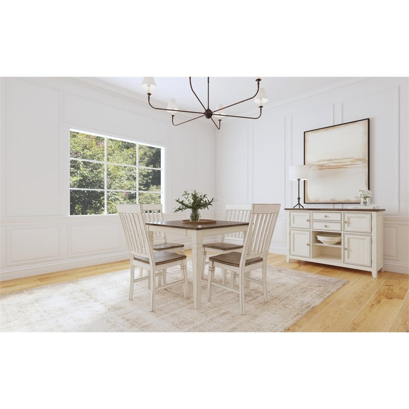 A-America Beacon Wood Dinette Table with Butterfly Leaf in White and Peppercorn