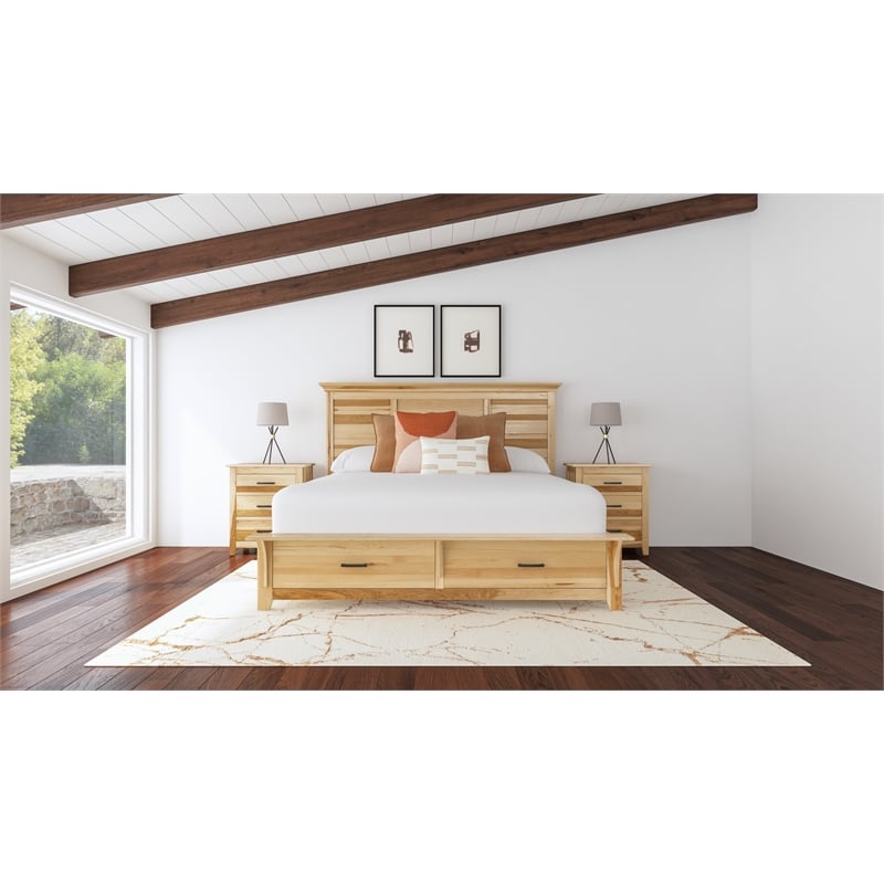A-America Gallagher 2-Drawer Transitional Wood King Storage Bed in Natural