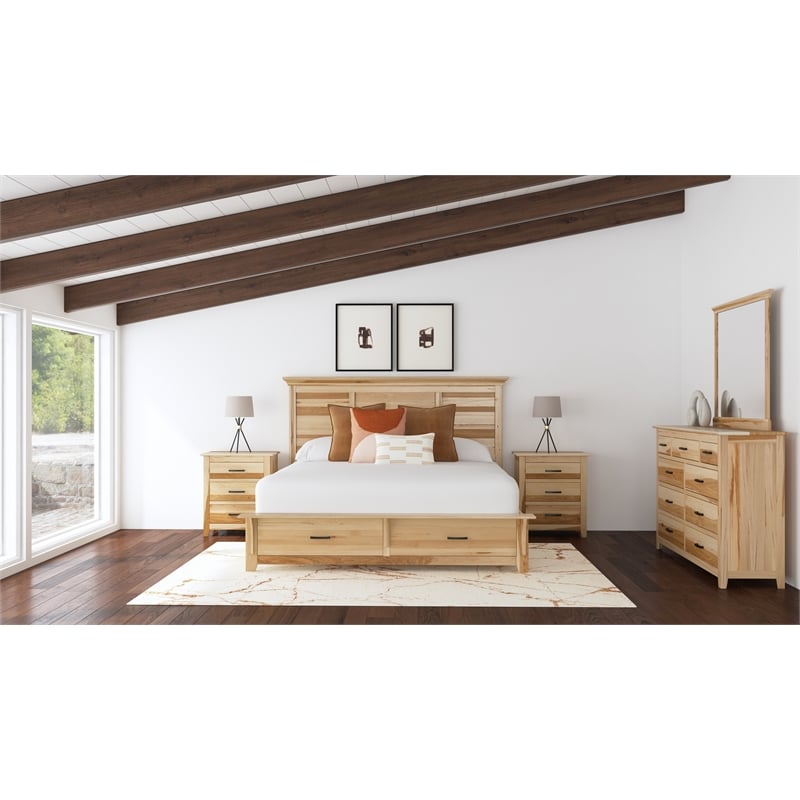 A-America Gallagher 2-Drawer Transitional Wood King Storage Bed in Natural