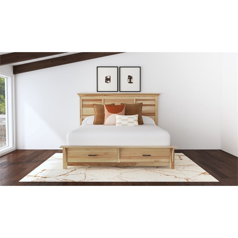 A-America Gallagher 2-Drawer Transitional Wood King Storage Bed in Natural