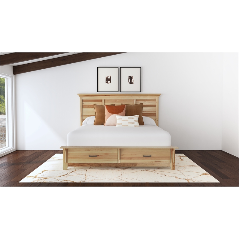 A-America Gallagher 2-Drawer Transitional Wood Cal King Storage Bed in Natural