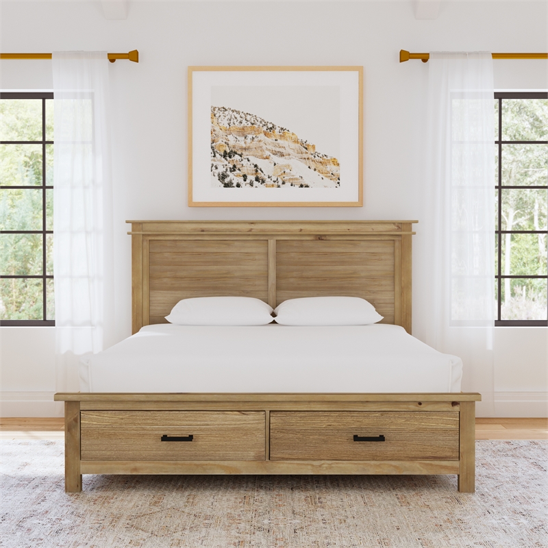 a-america glacier point transitional wood king storage bed in natural