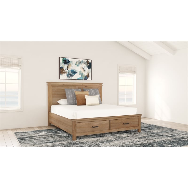 A-America Glacier Point Transitional Wood California King Storage Bed in Natural