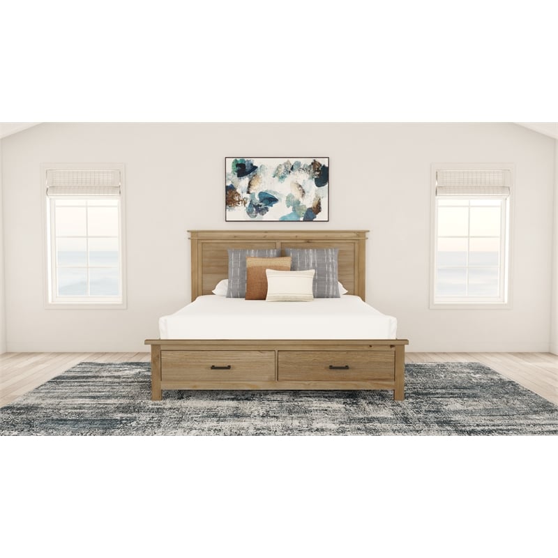 A-America Glacier Point Transitional Wood California King Storage Bed in Natural