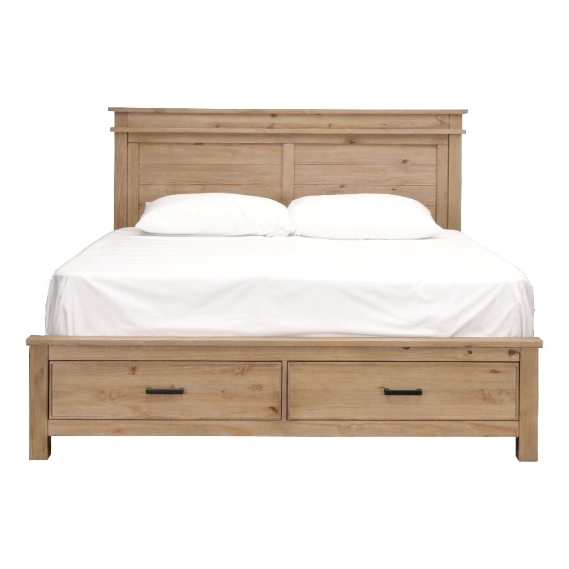 A-America Glacier Point Transitional Wood California King Storage Bed in Natural
