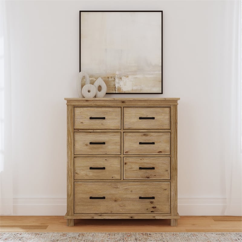 A-America Glacier Point Transitional New Zealand Pine Wood Chest in Natural