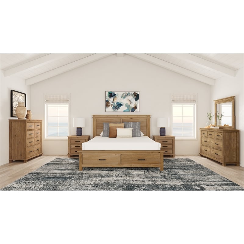 A-America Glacier Point Transitional New Zealand Pine Wood Chest in Natural