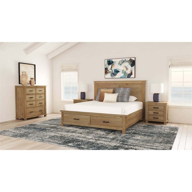 A-America Glacier Point Transitional New Zealand Pine Wood Chest in Natural