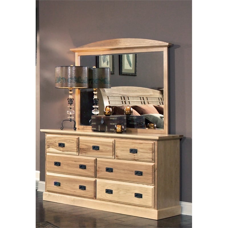 A-America Amish Highlands 7 Drawer Dresser & Mirror in Hickory