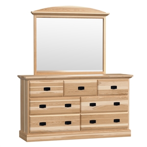 A-America Amish Highlands 7 Drawer Dresser & Mirror in Hickory