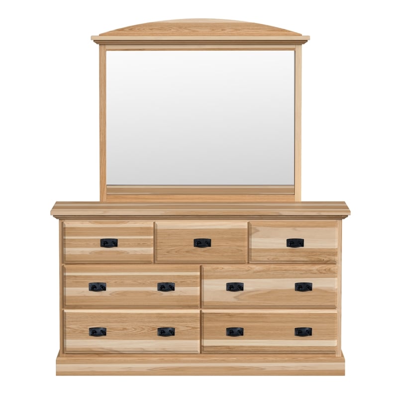 A-America Amish Highlands 7 Drawer Dresser & Mirror in Hickory