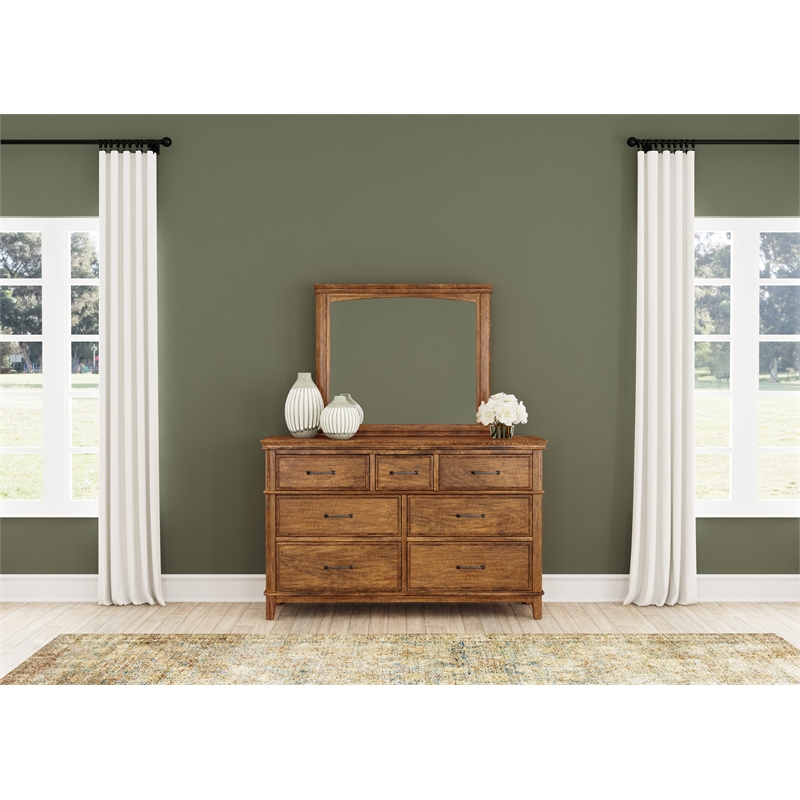 A-America Bandalier Dresser & Mirror in Hickory