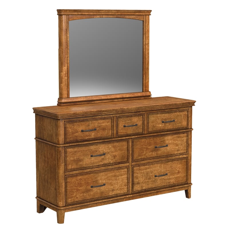 A-America Bandalier Dresser & Mirror in Hickory