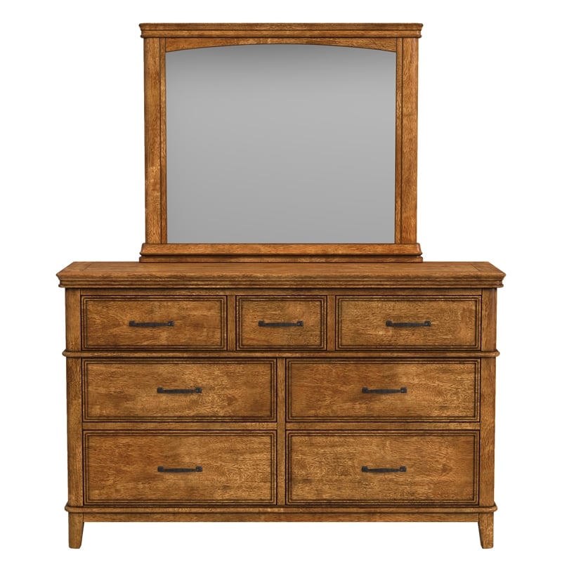 A-America Bandalier Dresser & Mirror in Hickory