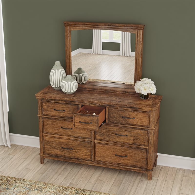 A-America Bandalier Dresser & Mirror in Hickory