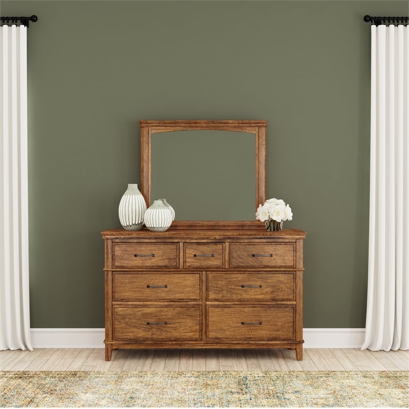 A-America Bandalier Dresser & Mirror in Hickory