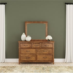 A-America Bandalier Dresser & Mirror in Hickory