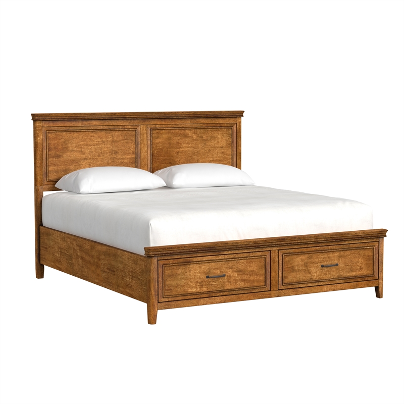 A-America Bandalier Solid Wood California King Storage Bed in Hickory