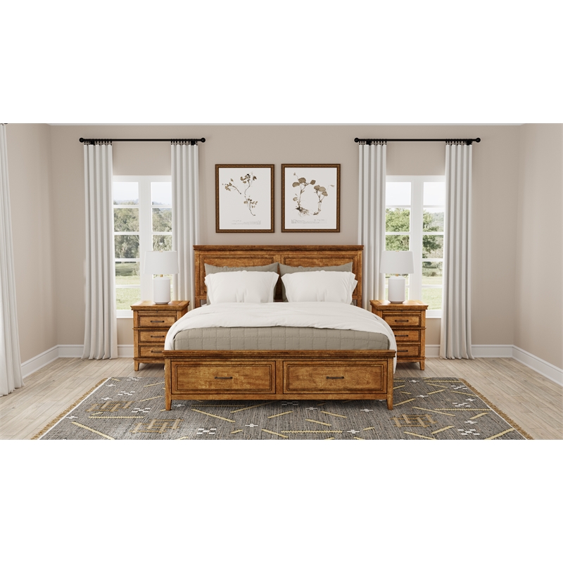 A-America Bandalier Solid Wood California King Storage Bed in Hickory