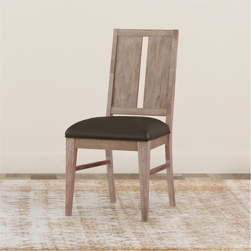 A-America Casual Loft Panel Back Upholstered Side Chair in Hickory (Set of 2)