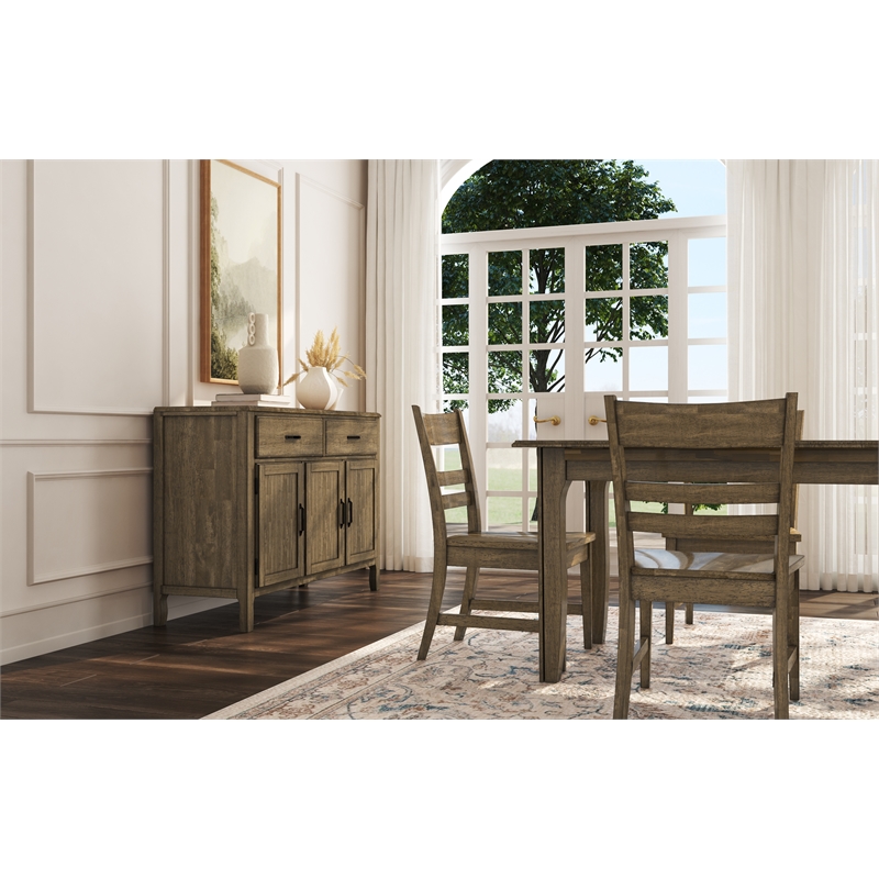 A-America Leucadia Ladderback Side Chair with Wood Seat in Hickory (Set of 2)