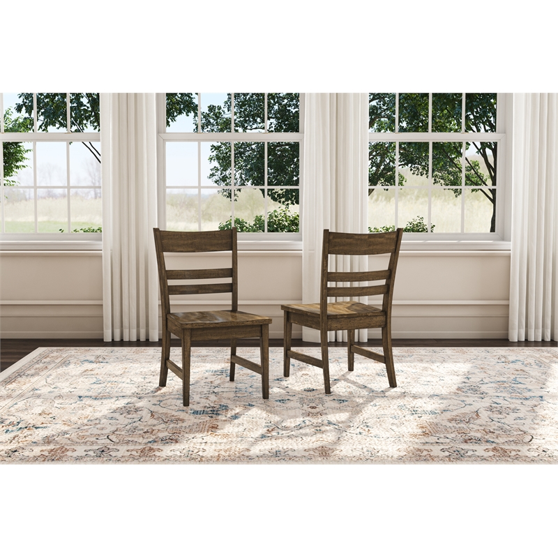 A-America Leucadia Ladderback Side Chair with Wood Seat in Hickory (Set of 2)