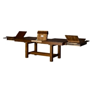 A-America Mariposa 78&quot - 132&quot Trestle Table with 18&quot Butterfly Leaves in Hickory