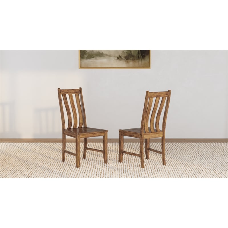 A-America Silverdale Slatback Chair with Wood Seat in Hickory (Set of 2)