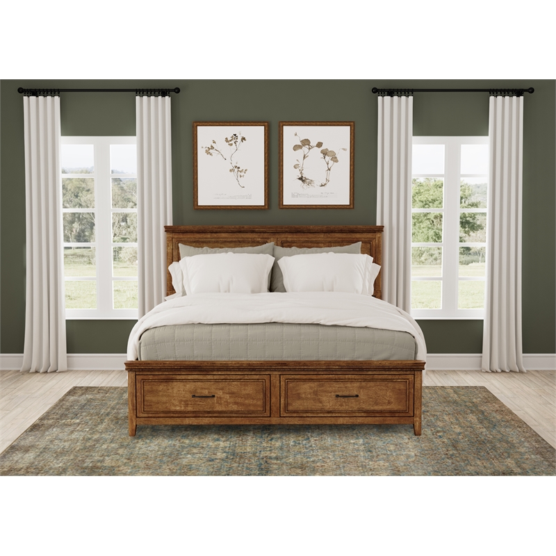 A-America Bandalier Solid Wood Queen Storage Bed in Hickory