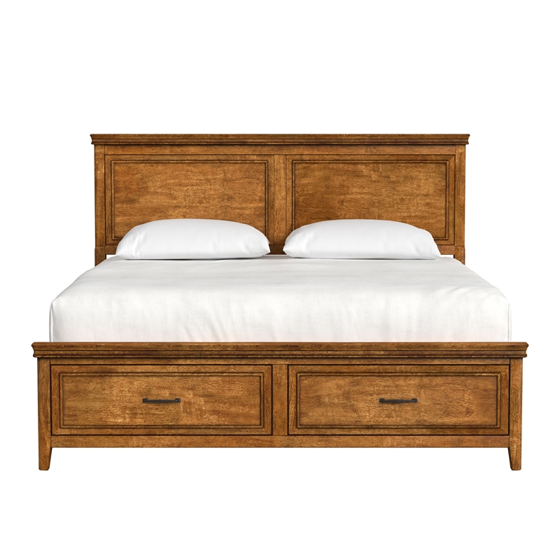 A-America Bandalier Solid Wood Queen Storage Bed in Hickory