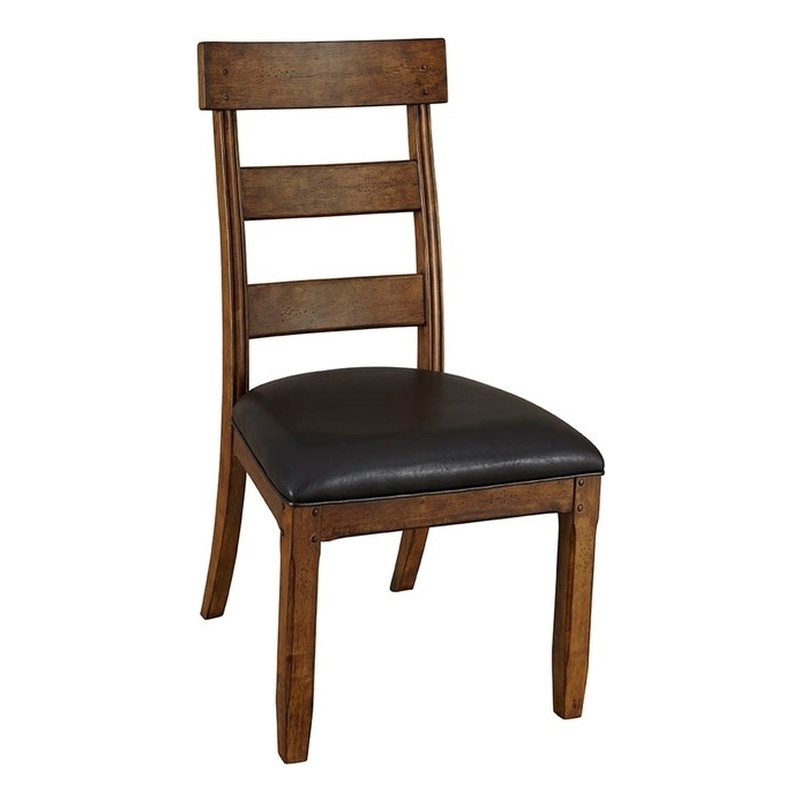 A-America Ozark Ladderback Side Chair with Upholstered Seat in Hickory