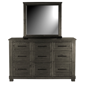 A-America Sun Valley Dresser & Mirror Charcoal Finish in Hickory