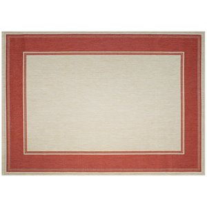 simply shade lodge outdoor rug in redwood